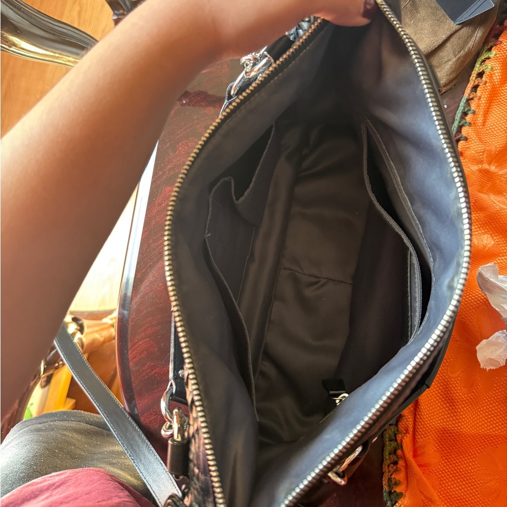 Coach Kristin Black Woven Leather Satchel Bag 2010s Silver Hardware 19312 - Picture 6 of 7